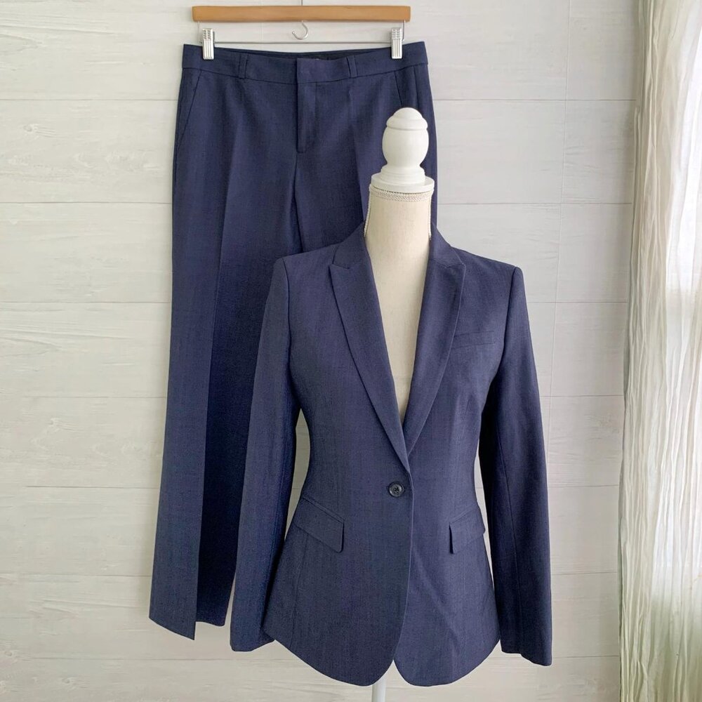 Banana Republic Dark Blue Suit Set - Blazer (Size 4) & Logan Pants (Size 6)